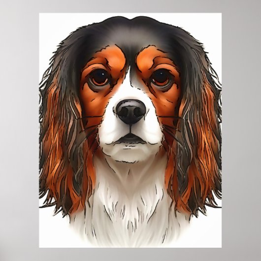 King Charles Cavalier Spaniel Pet Portret Poster (Voorkant)