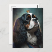 King Charles Cavalier Spaniel w/ Crown Briefkaart  (Voorkant / Achterkant)