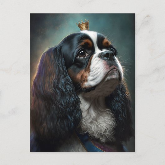 King Charles Cavalier Spaniel w/ Crown Briefkaart  (Voorkant)