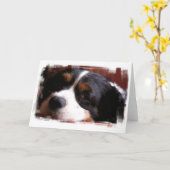 King Charles Cavalier Spaniel Wenskaart Kaart (Gele Bloem)