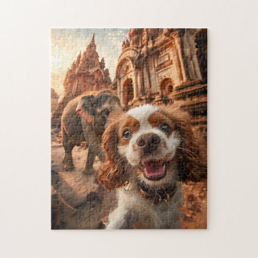 King Charles Cocker Spaniel in Ankor tempel Legpuzzel (Verticaal)