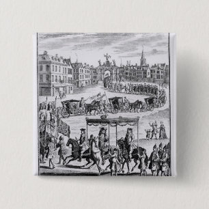 King Charles II Vierkante Button 5,1 Cm