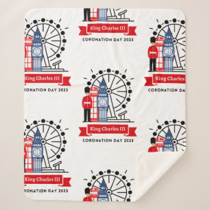 King Charles III Coronation Blanket Sherpa Deken