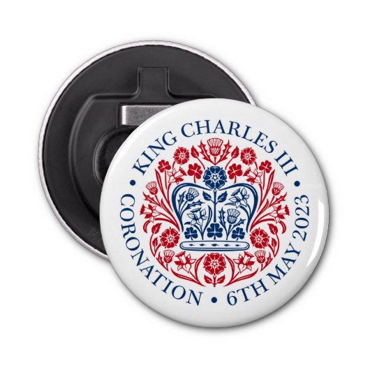 King Charles III Coronation Button Flesopener (Voorkant)