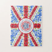 King Charles III Coronation Emblem Floral Vlag Legpuzzel (Verticaal)