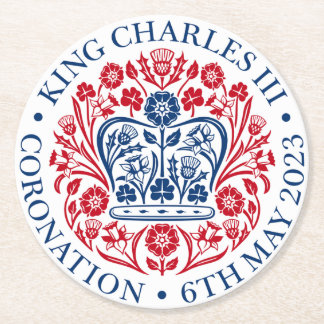 King Charles III Coronation Emblem Ronde Kartonnen Onderzetter