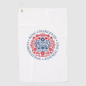 King Charles III Coronation Emblem, Royal Souvenir Golfhanddoek (Voorkant)
