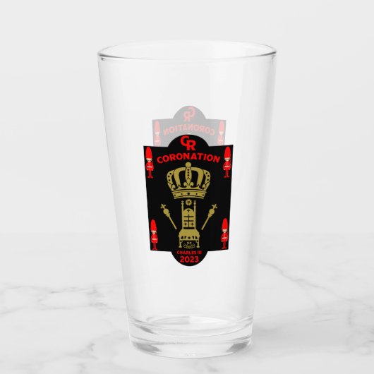 King Charles III Coronation Herdenking Souvenir Glas (Voorkant)