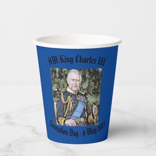 King Charles III Coronation Papieren Bekers (Voorkant)