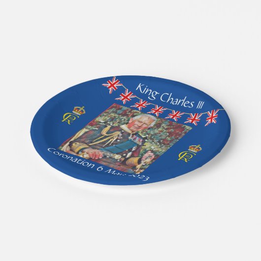 King Charles III Coronation Papieren Bordje (Gekanteld)