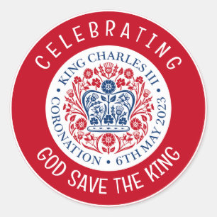 KING CHARLES III Coronation Red Ronde Sticker