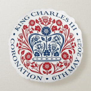 King Charles III Coronation Round Pillow Rond Kussen