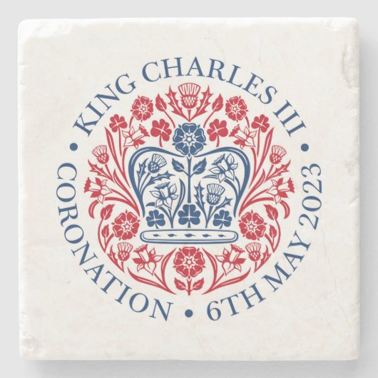 King Charles III Coronation Stenen Onderzetter (Voorkant)