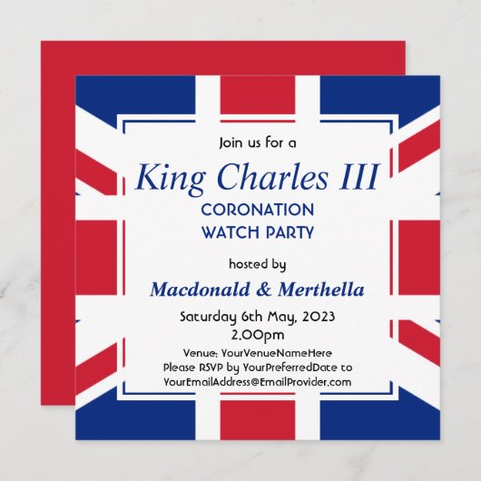 KING CHARLES III Coronation Watch Party Kaart (Voorkant / Achterkant)