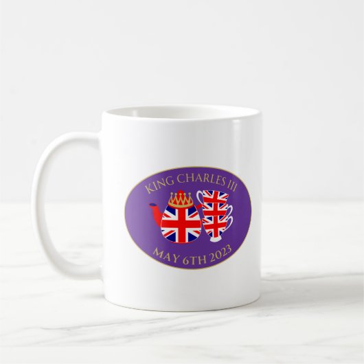 King Charles III Kroning Union Jack Theeset Koffiemok (Links)