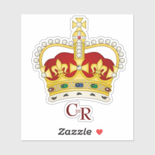 King Charles III Monogram & Crown Vinyl Sticker