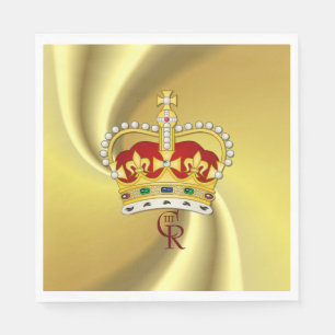 King Charles III Monogram en Crown Napkin Servet