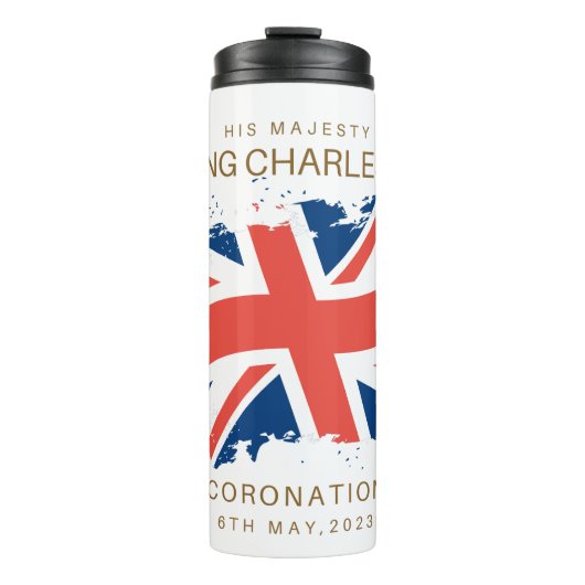 King Charles III Union Jack Flag Thermosbeker (Voorkant)
