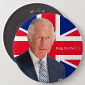 King Charles lll Badge Ronde Button 6,0 Cm (Voorkant /achterkant)