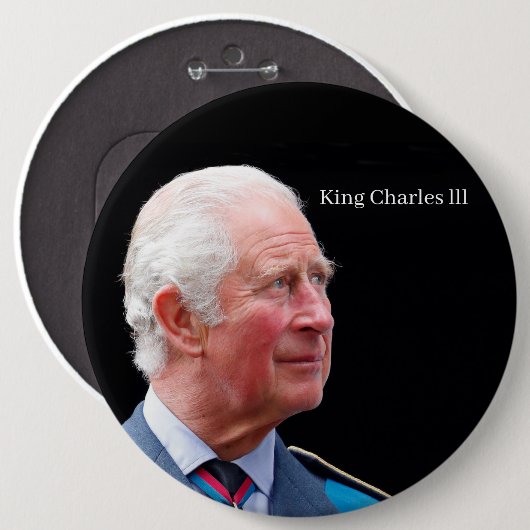King Charles lll Badge Ronde Button 6,0 Cm (Voorkant /achterkant)
