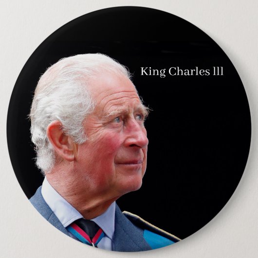 King Charles lll Badge Ronde Button 6,0 Cm (Voorkant)