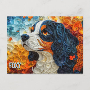 King Charles Paper Quilling Art Dog Portrait Briefkaart