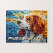 King Charles Paper Quilling Art Dog Portrait Legpuzzel (Horizontaal)
