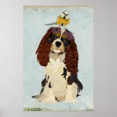 King Charles Spaniel en Little Bird Art Poster (Voorkant)