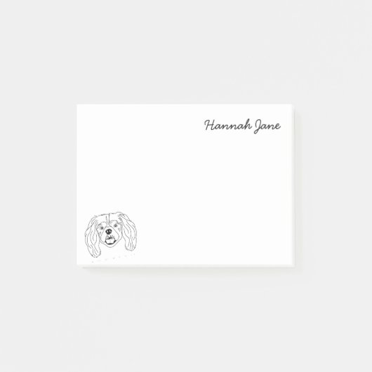 King Charles Spaniel Zwart & Wit Gepersonaliseerd Post-it® Notes (Voorkant)