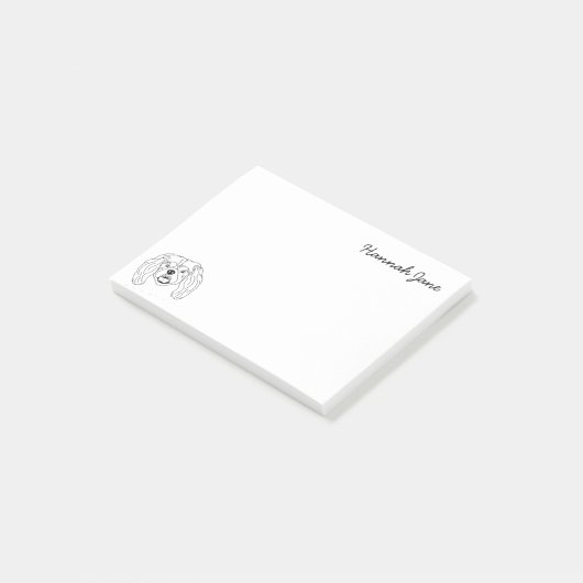 King Charles Spaniel Zwart & Wit Gepersonaliseerd Post-it® Notes (Schuin)