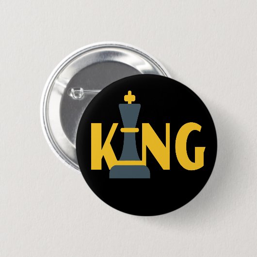 King Chess Player Ronde Button 5,7 Cm (Voorkant /achterkant)