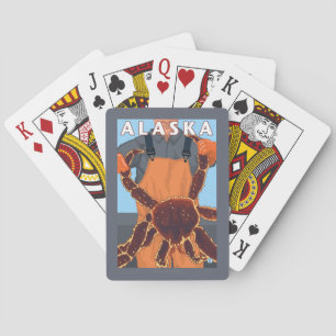 King Crab en Fisherman Vintage Travel Poster Pokerkaarten