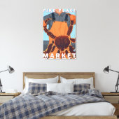 King Crab Fisherman - Pike Place Market , Seattle Canvas Afdruk (Insitu (Slaapkamer))
