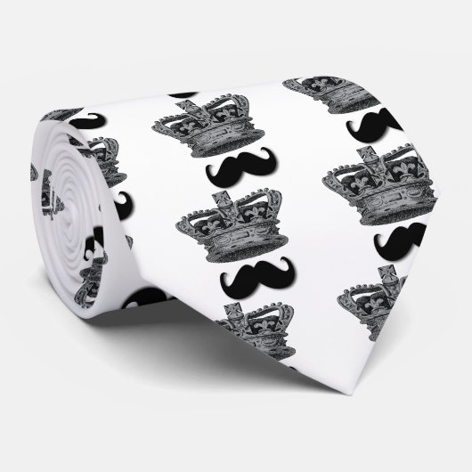 King Crown en Mustache Stropdas (Opgerold)