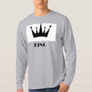 King Custom Tekst Kroon Afbeelding Grijs Lange Mou T-shirt