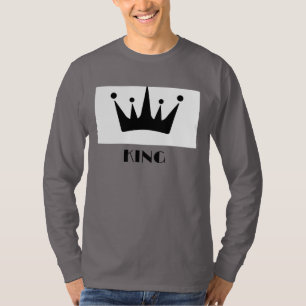 King Custom Tekst Kroon Afbeelding Rook Grijs Lang T-shirt