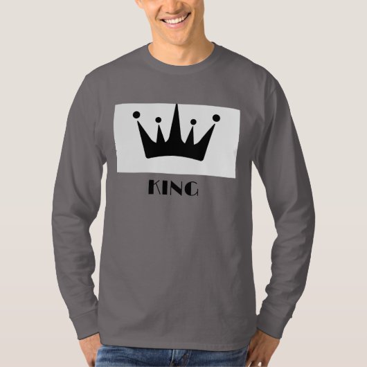 King Custom Tekst Kroon Afbeelding Rook Grijs Lang T-shirt (Voorkant)