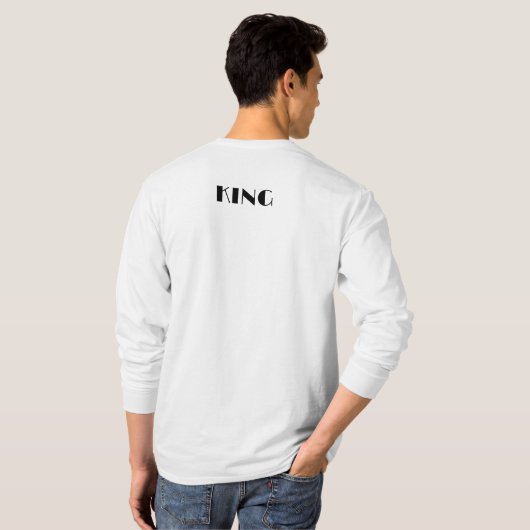 King Custom Tekst Kroon Afbeelding Wit Lange Mouw T-shirt (Achterkant volledig)