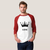 King Custom Text Crown Afbeelding Basic 3/4 Sleeve T-shirt (Voorkant volledig)