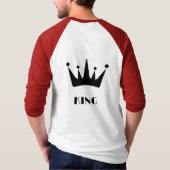 King Custom Text Crown Afbeelding Basic 3/4 Sleeve T-shirt (Achterkant)
