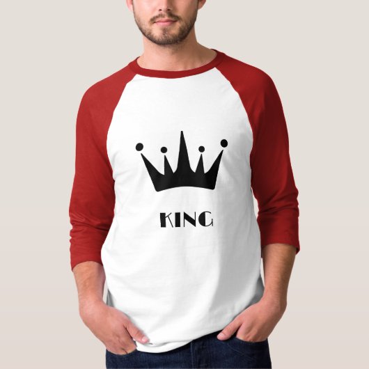 King Custom Text Crown Afbeelding Basic 3/4 Sleeve T-shirt (Voorkant)