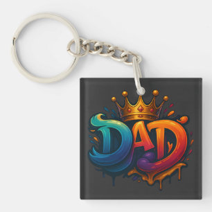 King Dad Crown Graffiti gekroond met liefde en tro Sleutelhanger