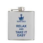 King Dad ontspannen en neem het gemakkelijk blauwe Heupfles (Voorkant)
