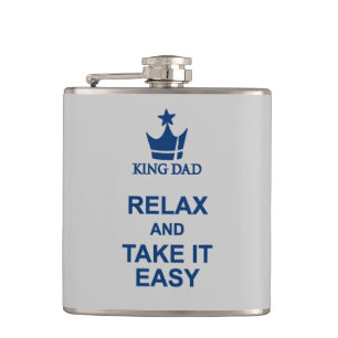 King Dad ontspannen en neem het gemakkelijk blauwe Heupfles