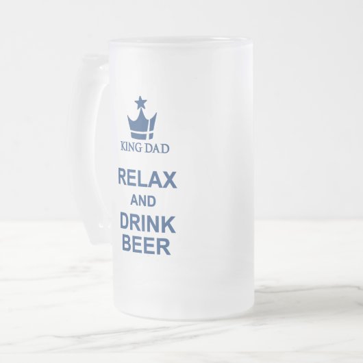 King Dad plezier ontspannen en drink bierblauw bie Matglas Bierpul (Voorkant links)