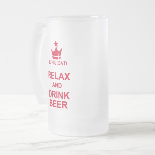 King Dad plezier ontspannen en drink bierrood bier Matglas Bierpul (Voorkant links)