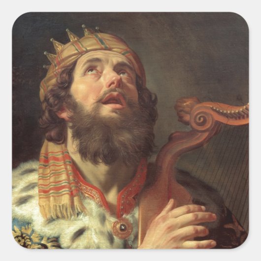 King David die de Harp speelt Vierkante Sticker (Voorkant)