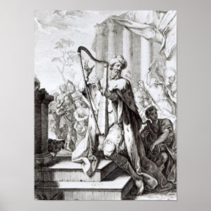 King David die de Lyre speelt Poster