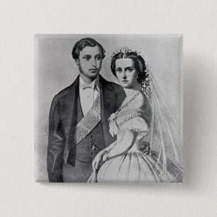 King Edward en Queen Alexandra Vierkante Button 5,1 Cm