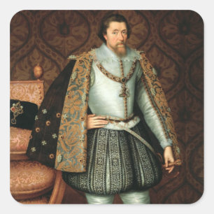 King James I of England (1566-1625) (olie op canva Vierkante Sticker